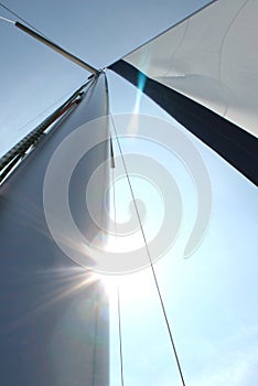 Sunlight shining through sails