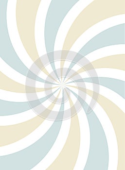 Sunlight spiral background. faded blue and beige color burst background.