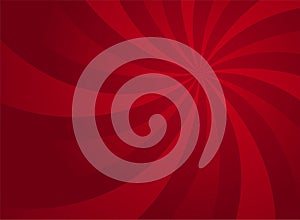 Sunlight spiral rays background. Red swirl focus background. Vector illustration