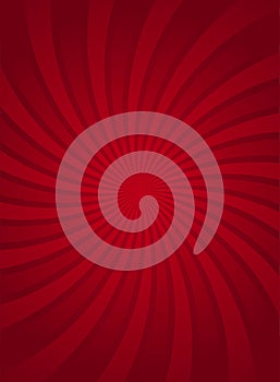 Sunlight spiral rays background. Red swirl focus background. Vector illustration.