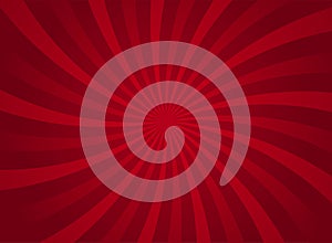 Sunlight spiral rays background. Red swirl focus background. Vector illustration