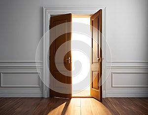 Sunlight Streaming Through a Slightly Opened Door in a Tranquil Room