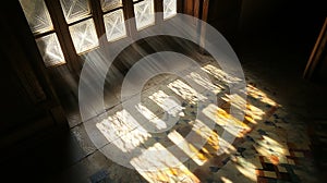 Sunlight streaming through a window and casting patterns on the floor.