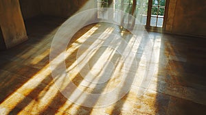 Sunlight streaming through a window and casting patterns on the floor.