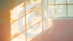 Sunlight Streaming Through a Window Casting Shadow Patterns on a Wall