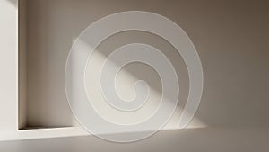 Sunlight streaming through window casting triangle shadow on wall