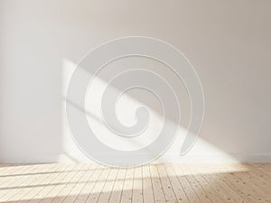 Sunlight streaming through window casting triangle shadow on wall