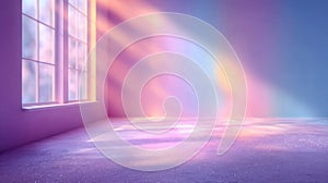 Sunlight streaming through window into pastel room