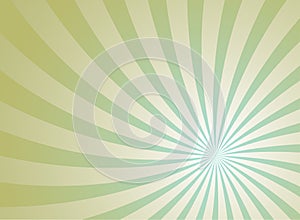 Sunlight swirl rays background. green and beige spiral burst wallpaper