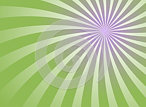 Sunlight swirl rays background. green and violet spiral burst wallpaper.