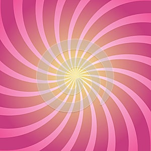 Sunlight swirl rays wide background. pink spiral burst wallpaper