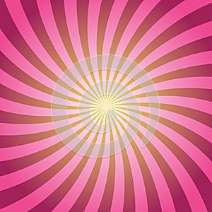 Sunlight swirl rays wide background. pink spiral burst wallpaper.