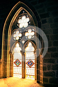 Sunlight throug ghotic church window photo