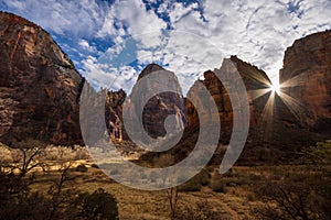 Sunlight throught Zion National Park USA