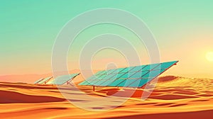 Sunlight is transformed into electricity by the sleek and modern solar panels rising out of the desert sand a feat of