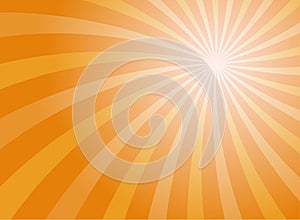 Sunlight wide horizontal background. Orange color burst background. Vector illustration