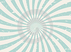 Sunlight wide spiral grunge background. green and beige retro background. Vector horizontal illustration.