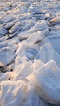 Sunlights in ice blocks