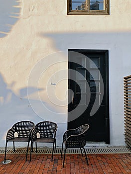 Sunlights shining chairs with shadows