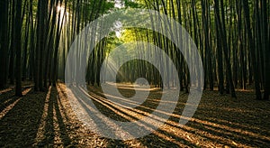 Sunlit Bamboo Forest Pathway