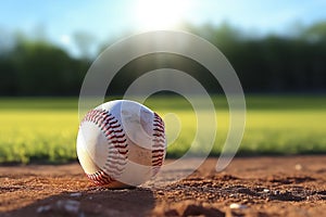Sunlit Baseball on the Pitcher's Mound