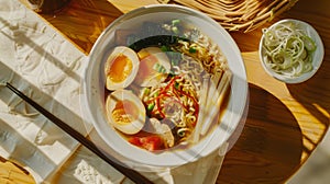 Sunlit Beef Ramen with Egg and Vegetables