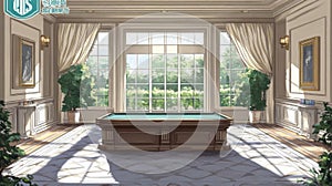 Sunlit Billiards Room Interior