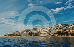 Sunlit Calanques cliffs
