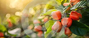 Sunlit Cashew Bounty: Apples & Nuts Abound. Concept Healthy Eats, Nutritious Snacks, Sunlit photo