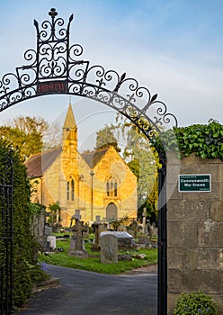 Sunlit church in Ellesmere cemetery on Swan Hill