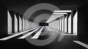 Dramatic Light and Shadow in Modern Concrete Corridor