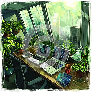 Sunlit Eco-Friendly Workspace