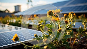 Sunlit Energy: A Stunning Solar Panel Array on a Modern Rooftop