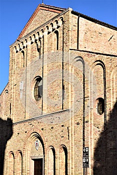 Sunlit facade of the church of Santa Sofia, one of the oldest in Padua.