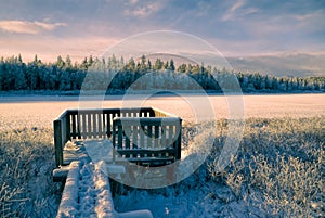 Sunlit frozen viewpoint