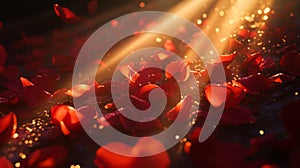 Sunlit Path of Fallen Rose Petals