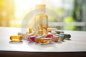 Sunlit Supplements and Bottle on Table