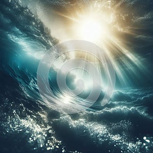 Sunlit Undercurrent A wave with the sun shining through it from