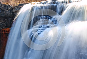 sunlit waterfall