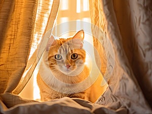 Sunlit Whispers: Cat\'s Playful Hide-and-Seek