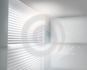 Sunlit window with blinds. Vector illustration.