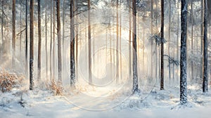 Sunlit Winter Forest Path