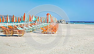 Sunloungers on a beach