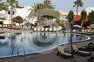 Sunloungers in a hotel