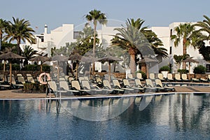 Sunloungers in a hotel