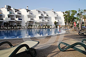 Sunloungers in a hotel
