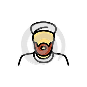 Sunni muslim man line color icon. Isolated vector element.