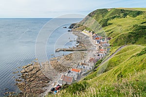 Sunny afternoon in Crovie, small village in Aberdeenshire, Scotland.