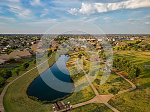 Sunny areial view of a beautiful community