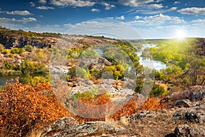 Sunny Autumn Day - Panoramic view of the river